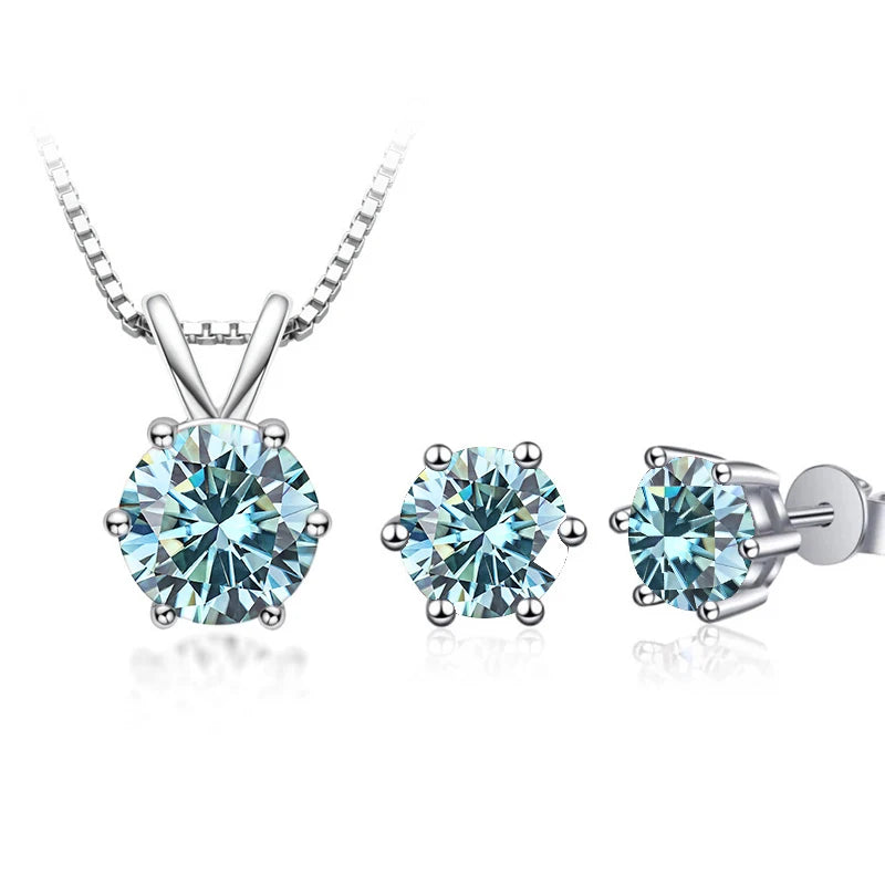 JoyceJelly 3CT Moissanite Jewelry Set with GRA Sterling Silver 925 Necklace Earrings Wedding Fine Jewerly Pass Dismond Tester