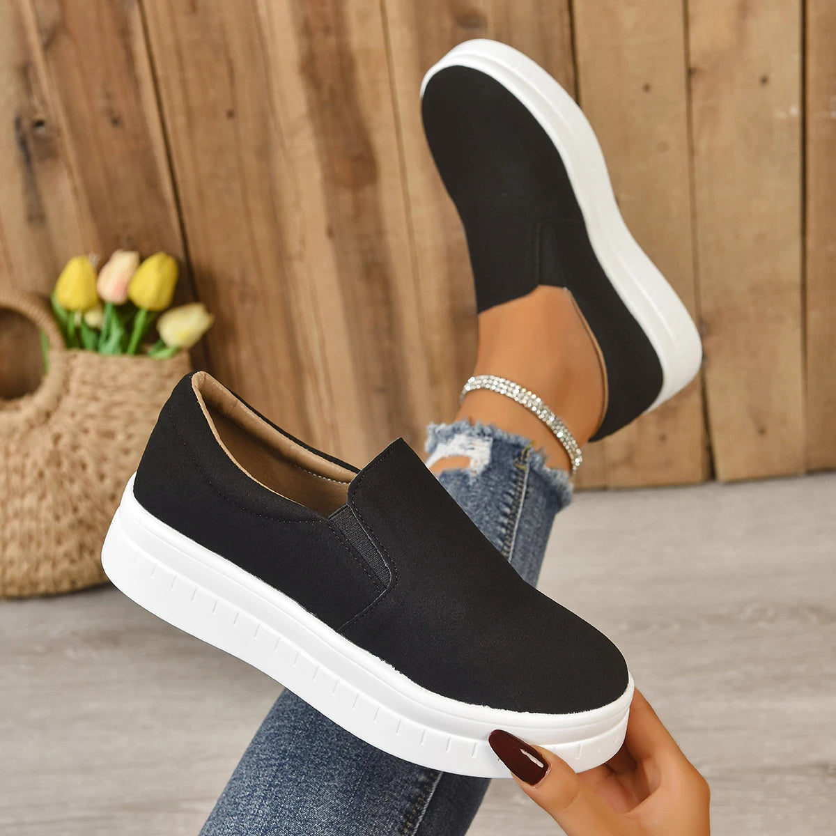 Shoes for Women Spring Leisure Sneakers New Womens Lazy Footwear Lightweight Thick Sole Platform Women Shoes Size 36-43
