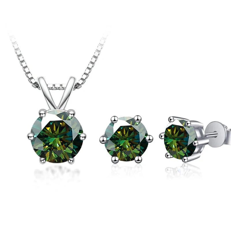 JoyceJelly 3CT Moissanite Jewelry Set with GRA Sterling Silver 925 Necklace Earrings Wedding Fine Jewerly Pass Dismond Tester