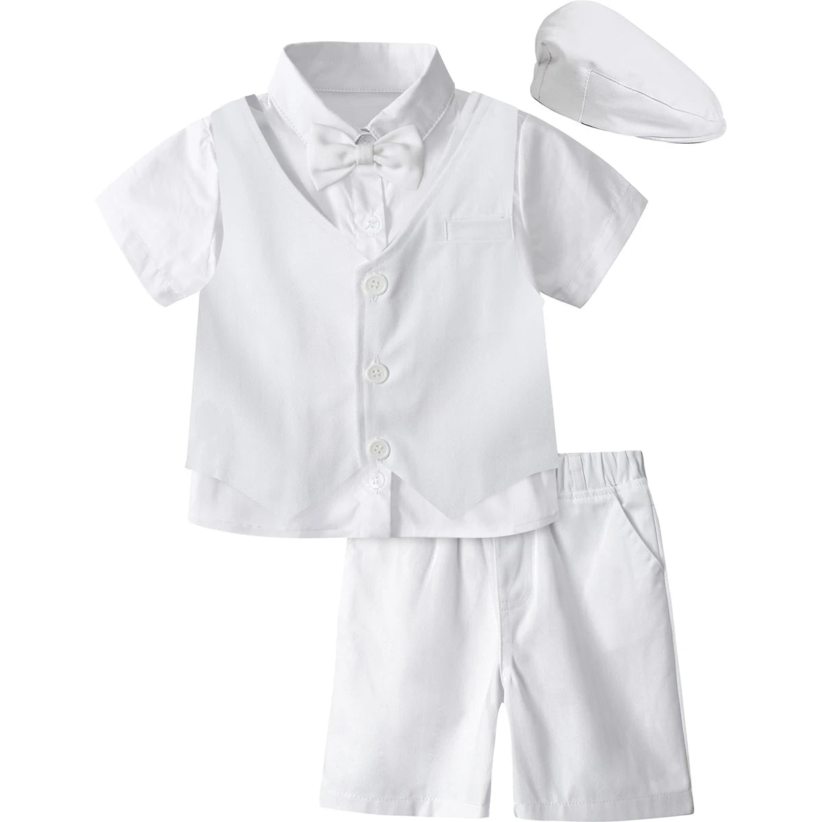 Baby Boy Clothes Toddler Wedding Suit Set Kids Birthday Party Outfit Gemtleman Formal Short Sleeve Cotton Clothing Set 3PCS