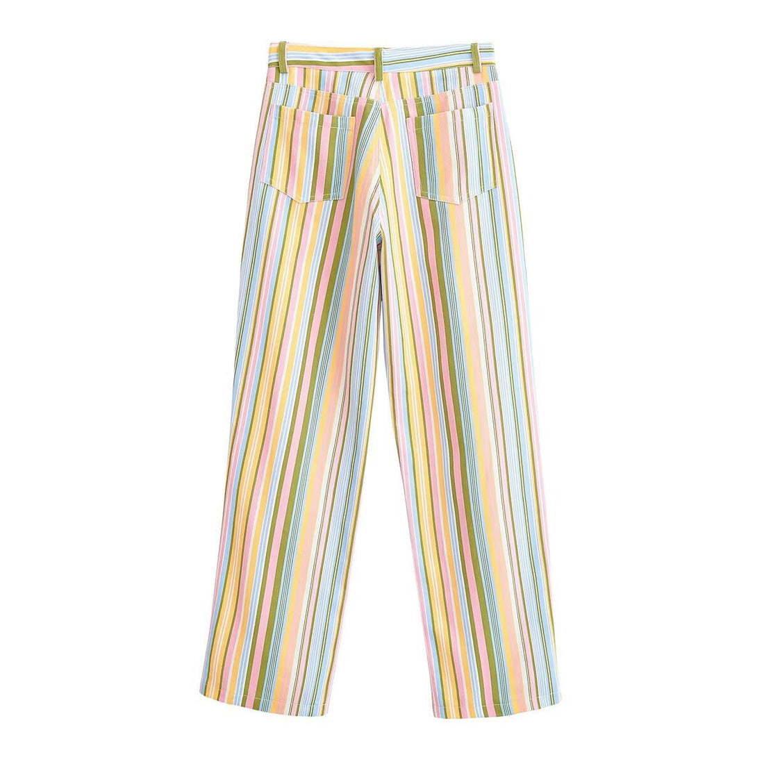 Vintage style colorful vertical striped wide leg pants