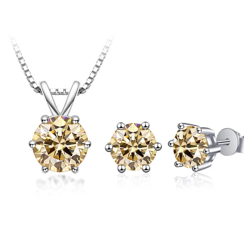 JoyceJelly 3CT Moissanite Jewelry Set with GRA Sterling Silver 925 Necklace Earrings Wedding Fine Jewerly Pass Dismond Tester