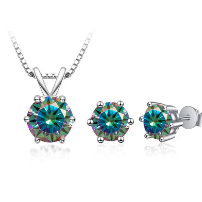 JoyceJelly 3CT Moissanite Jewelry Set with GRA Sterling Silver 925 Necklace Earrings Wedding Fine Jewerly Pass Dismond Tester