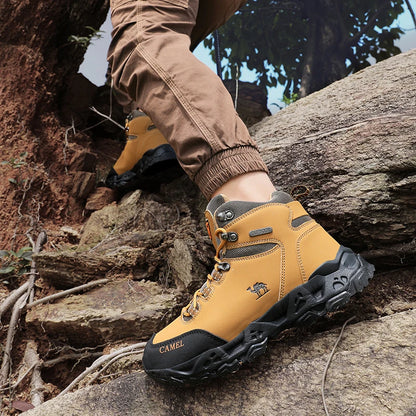 Outdoor Waterproof Hiking Shoes for Men Leather Walking Sneakers Anti-Slip Climbing Trekking Shoes Comfortable Man Work Boots