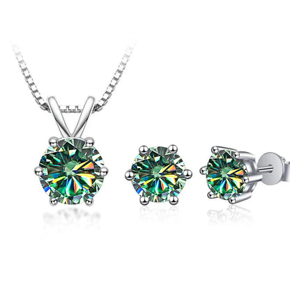 JoyceJelly 3CT Moissanite Jewelry Set with GRA Sterling Silver 925 Necklace Earrings Wedding Fine Jewerly Pass Dismond Tester