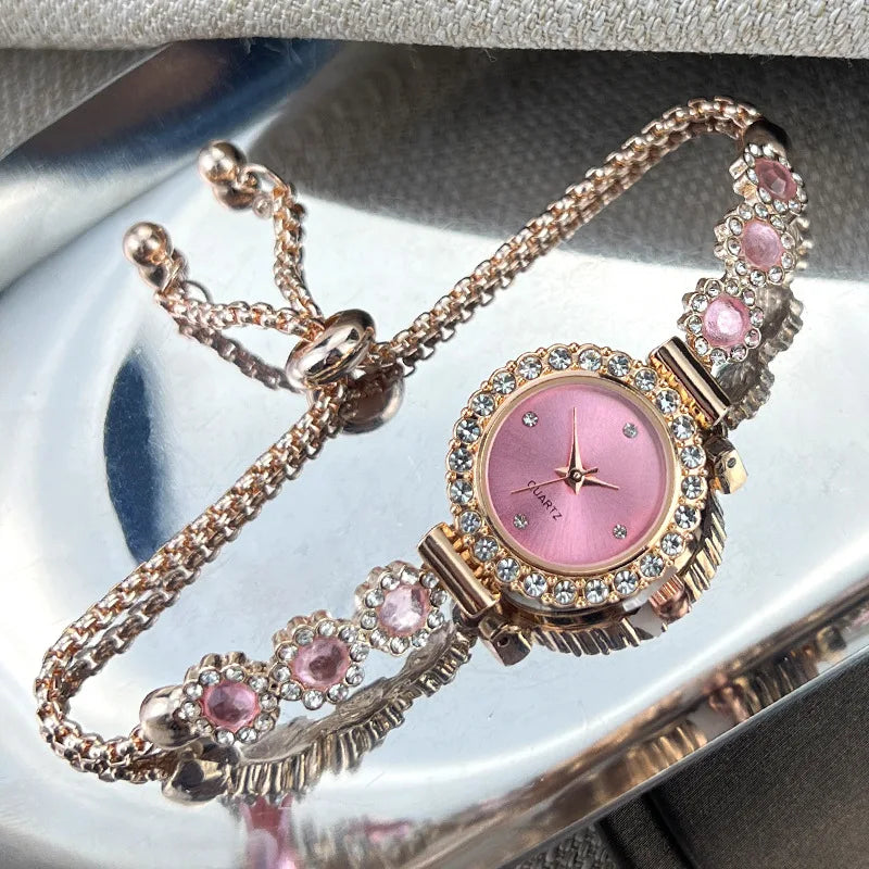 Jade Marrow Bracelet Watch Inlaid Diamond Light Luxury New Fashion Quartz Watch Pulling Diamond Women&