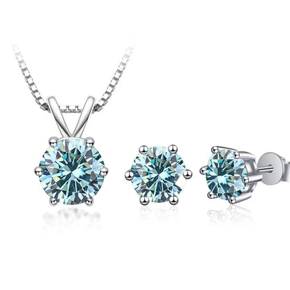 JoyceJelly 3CT Moissanite Jewelry Set with GRA Sterling Silver 925 Necklace Earrings Wedding Fine Jewerly Pass Dismond Tester