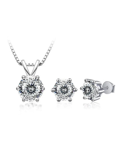 JoyceJelly 3CT Moissanite Jewelry Set with GRA Sterling Silver 925 Necklace Earrings Wedding Fine Jewerly Pass Dismond Tester