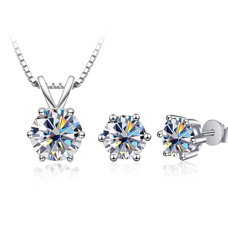 JoyceJelly 3CT Moissanite Jewelry Set with GRA Sterling Silver 925 Necklace Earrings Wedding Fine Jewerly Pass Dismond Tester