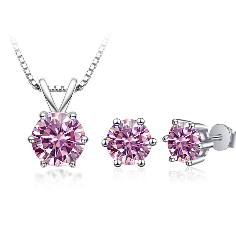 JoyceJelly 3CT Moissanite Jewelry Set with GRA Sterling Silver 925 Necklace Earrings Wedding Fine Jewerly Pass Dismond Tester