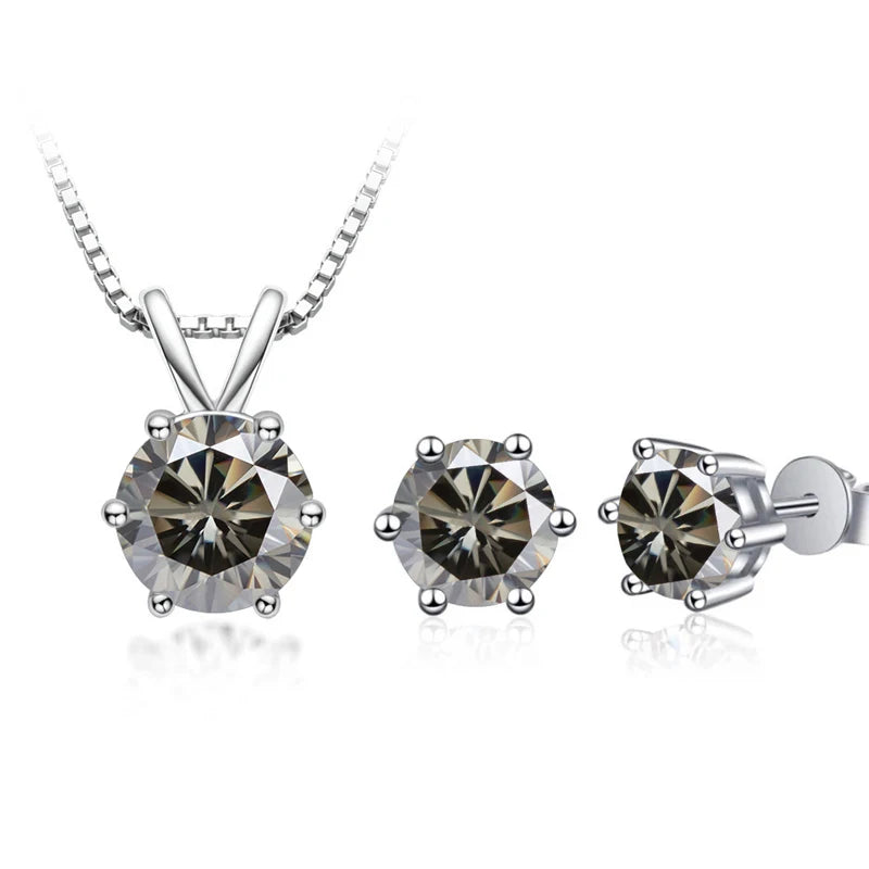 JoyceJelly 3CT Moissanite Jewelry Set with GRA Sterling Silver 925 Necklace Earrings Wedding Fine Jewerly Pass Dismond Tester