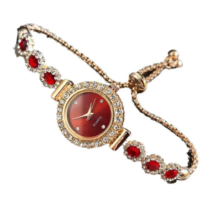 Jade Marrow Bracelet Watch Inlaid Diamond Light Luxury New Fashion Quartz Watch Pulling Diamond Women&