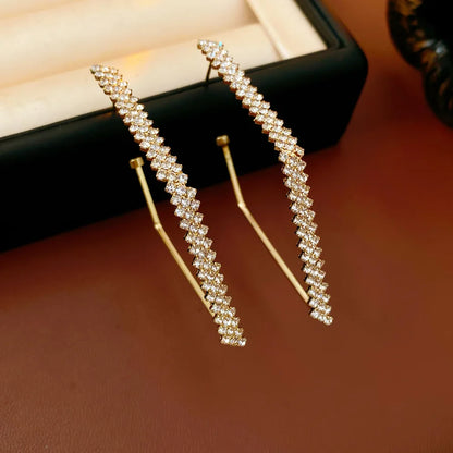 DREJEW Exquisite Inlaid Rhinestone Earring for Women Light Luxury  High-end Versatile Hoop Earrings Stylish  Elegant Jewelry
