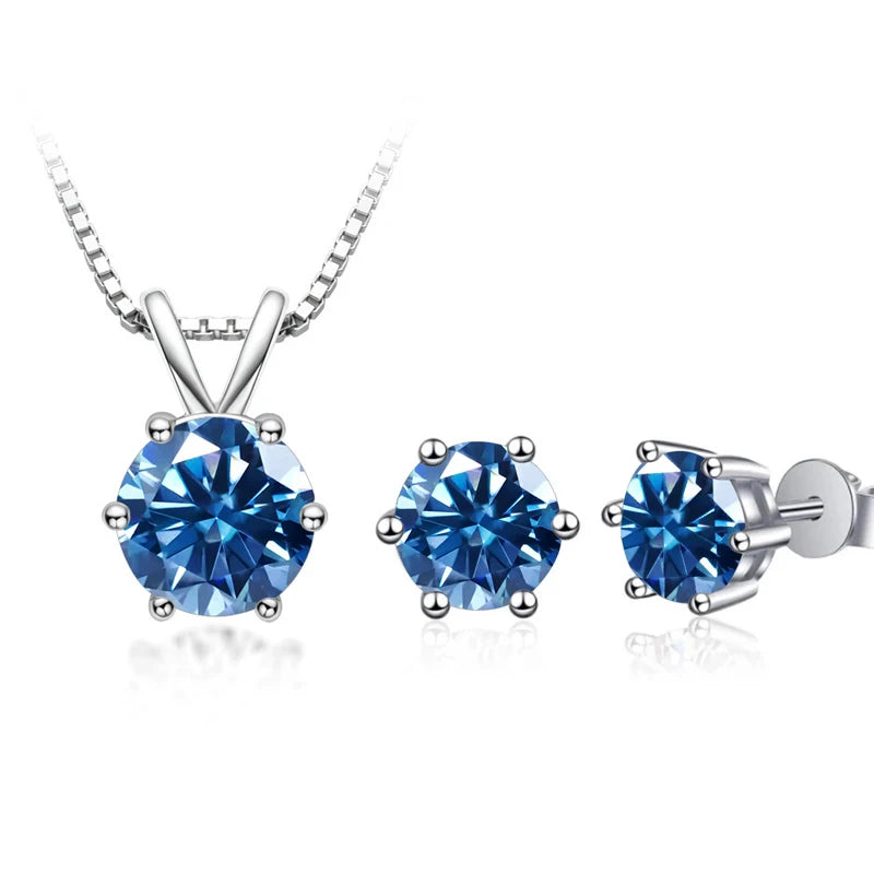 JoyceJelly 3CT Moissanite Jewelry Set with GRA Sterling Silver 925 Necklace Earrings Wedding Fine Jewerly Pass Dismond Tester