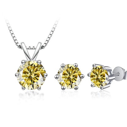 JoyceJelly 3CT Moissanite Jewelry Set with GRA Sterling Silver 925 Necklace Earrings Wedding Fine Jewerly Pass Dismond Tester