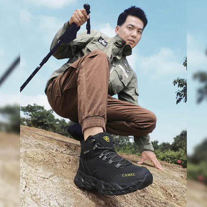 Outdoor Waterproof Hiking Shoes for Men Leather Walking Sneakers Anti-Slip Climbing Trekking Shoes Comfortable Man Work Boots