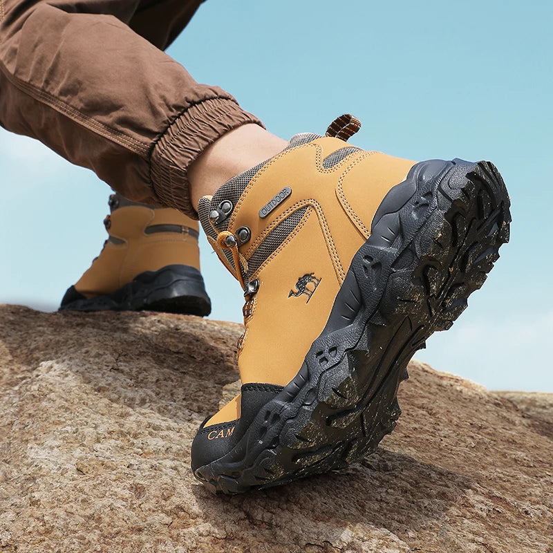 Outdoor Waterproof Hiking Shoes for Men Leather Walking Sneakers Anti-Slip Climbing Trekking Shoes Comfortable Man Work Boots