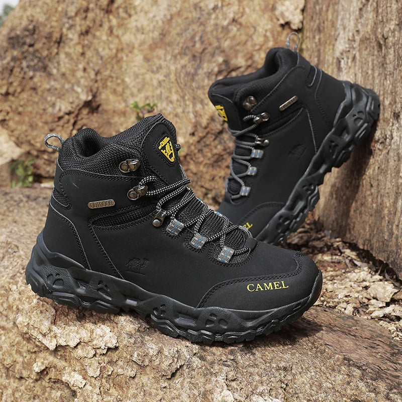 Outdoor Waterproof Hiking Shoes for Men Leather Walking Sneakers Anti-Slip Climbing Trekking Shoes Comfortable Man Work Boots