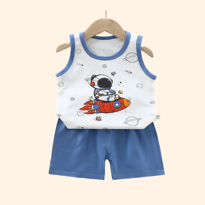 Children Sets Kids Clothes Boys Girls Vest Suit  Summer Children&