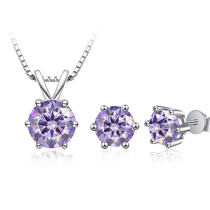 JoyceJelly 3CT Moissanite Jewelry Set with GRA Sterling Silver 925 Necklace Earrings Wedding Fine Jewerly Pass Dismond Tester