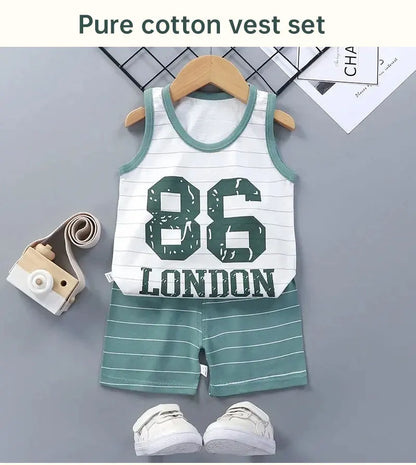 Children Sets Kids Clothes Boys Girls Vest Suit  Summer Children&