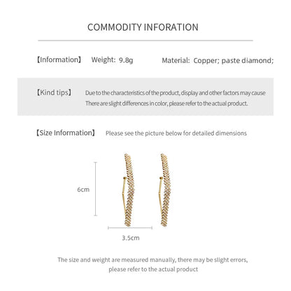 DREJEW Exquisite Inlaid Rhinestone Earring for Women Light Luxury  High-end Versatile Hoop Earrings Stylish  Elegant Jewelry