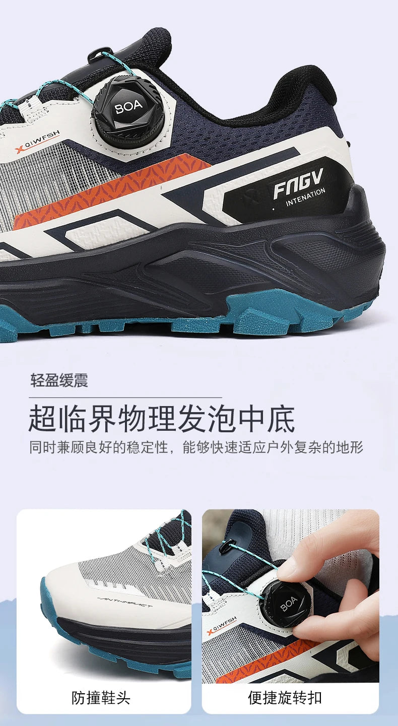 Shoes for Men 2025 New Men Sneakers Leather Waterproof Mountaineering Camping Hiking Shoes Thick Sole Comfortable Running Shoes