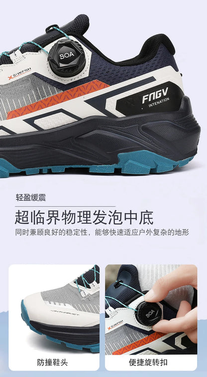 Shoes for Men 2025 New Men Sneakers Leather Waterproof Mountaineering Camping Hiking Shoes Thick Sole Comfortable Running Shoes