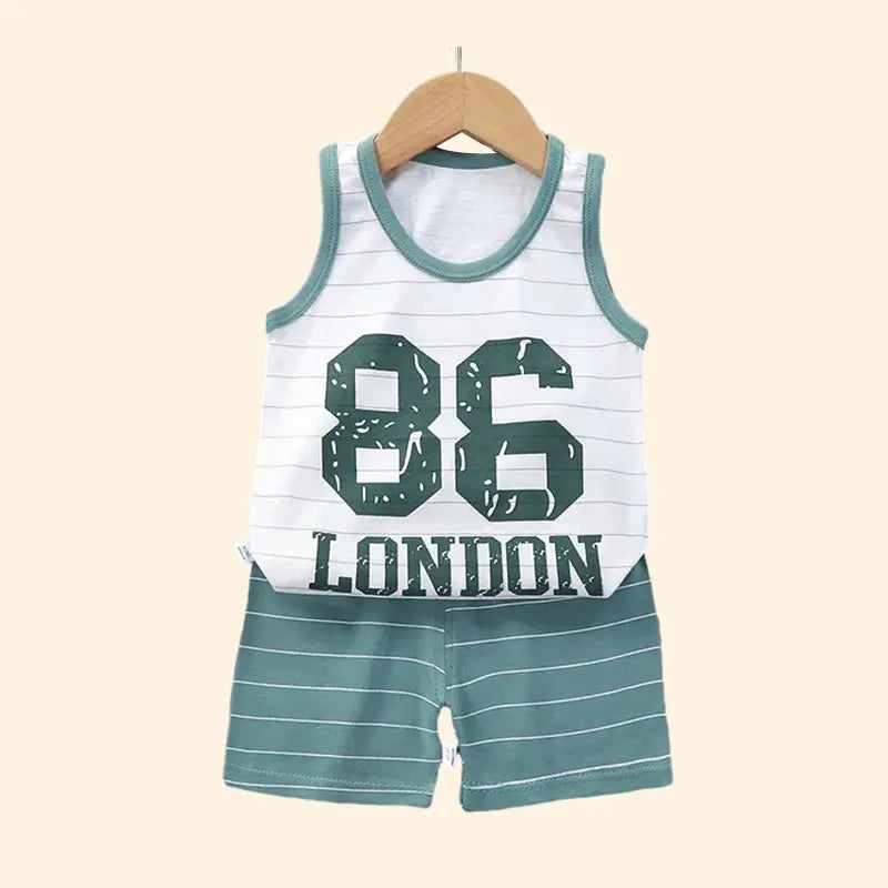 Children Sets Kids Clothes Boys Girls Vest Suit  Summer Children&