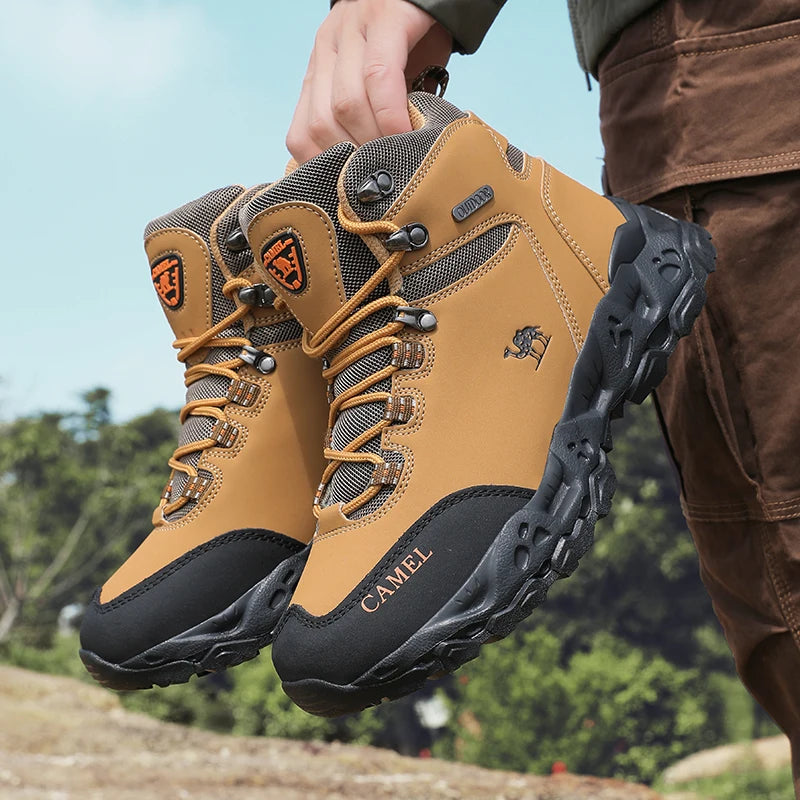 Outdoor Waterproof Hiking Shoes for Men Leather Walking Sneakers Anti-Slip Climbing Trekking Shoes Comfortable Man Work Boots