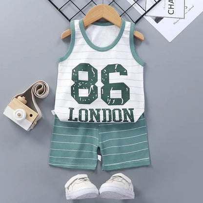 Children Sets Kids Clothes Boys Girls Vest Suit  Summer Children&