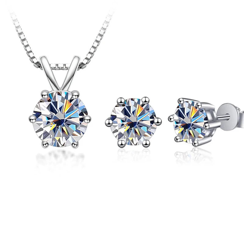 JoyceJelly 3CT Moissanite Jewelry Set with GRA Sterling Silver 925 Necklace Earrings Wedding Fine Jewerly Pass Dismond Tester