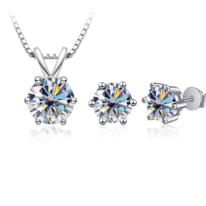 JoyceJelly 3CT Moissanite Jewelry Set with GRA Sterling Silver 925 Necklace Earrings Wedding Fine Jewerly Pass Dismond Tester