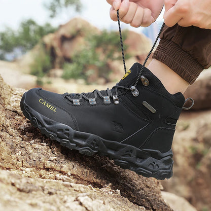 Outdoor Waterproof Hiking Shoes for Men Leather Walking Sneakers Anti-Slip Climbing Trekking Shoes Comfortable Man Work Boots