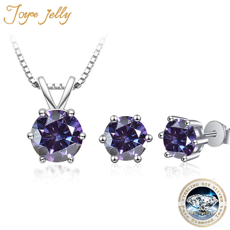 JoyceJelly 3CT Moissanite Jewelry Set with GRA Sterling Silver 925 Necklace Earrings Wedding Fine Jewerly Pass Dismond Tester