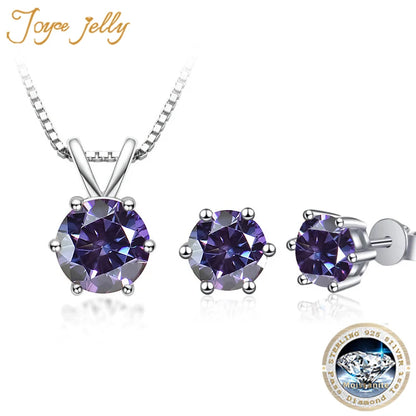 JoyceJelly 3CT Moissanite Jewelry Set with GRA Sterling Silver 925 Necklace Earrings Wedding Fine Jewerly Pass Dismond Tester