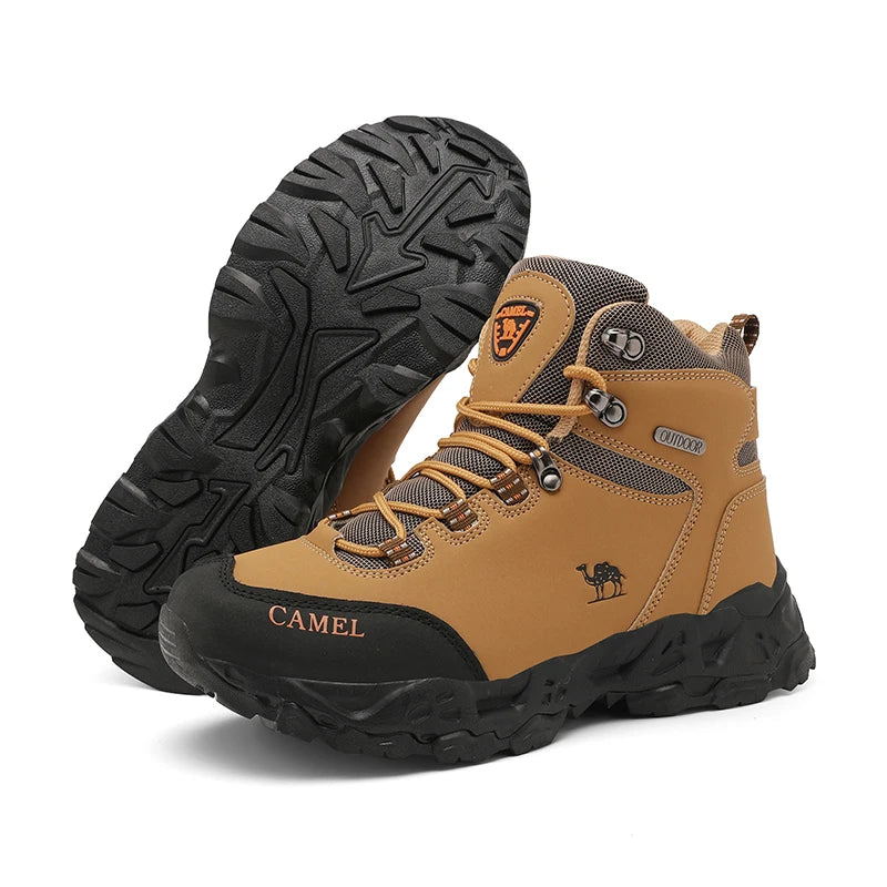Outdoor Waterproof Hiking Shoes for Men Leather Walking Sneakers Anti-Slip Climbing Trekking Shoes Comfortable Man Work Boots