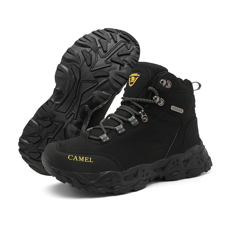 Outdoor Waterproof Hiking Shoes for Men Leather Walking Sneakers Anti-Slip Climbing Trekking Shoes Comfortable Man Work Boots