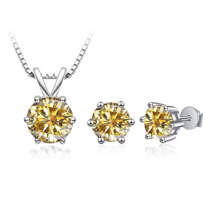 JoyceJelly 3CT Moissanite Jewelry Set with GRA Sterling Silver 925 Necklace Earrings Wedding Fine Jewerly Pass Dismond Tester