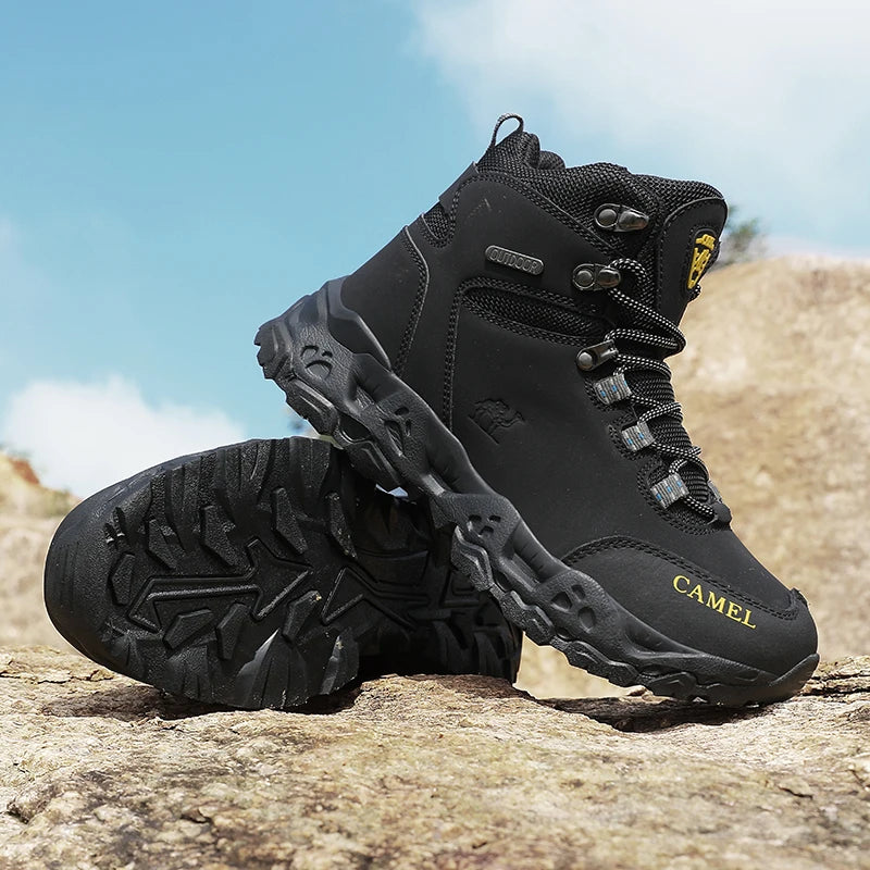 Outdoor Waterproof Hiking Shoes for Men Leather Walking Sneakers Anti-Slip Climbing Trekking Shoes Comfortable Man Work Boots