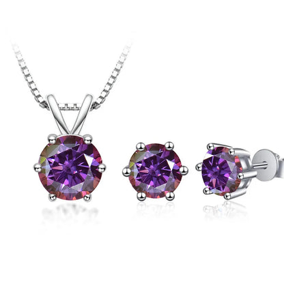 JoyceJelly 3CT Moissanite Jewelry Set with GRA Sterling Silver 925 Necklace Earrings Wedding Fine Jewerly Pass Dismond Tester