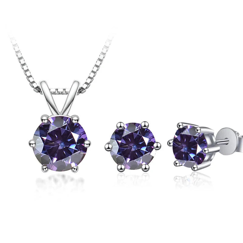 JoyceJelly 3CT Moissanite Jewelry Set with GRA Sterling Silver 925 Necklace Earrings Wedding Fine Jewerly Pass Dismond Tester