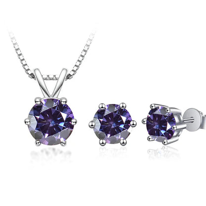 JoyceJelly 3CT Moissanite Jewelry Set with GRA Sterling Silver 925 Necklace Earrings Wedding Fine Jewerly Pass Dismond Tester