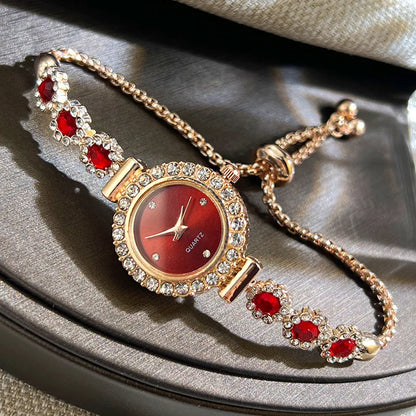 Jade Marrow Bracelet Watch Inlaid Diamond Light Luxury New Fashion Quartz Watch Pulling Diamond Women&