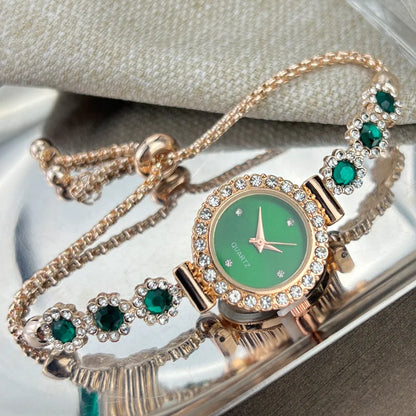 Jade Marrow Bracelet Watch Inlaid Diamond Light Luxury New Fashion Quartz Watch Pulling Diamond Women&