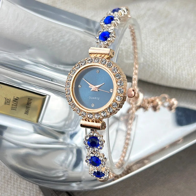 Jade Marrow Bracelet Watch Inlaid Diamond Light Luxury New Fashion Quartz Watch Pulling Diamond Women&
