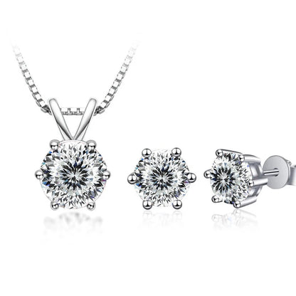 JoyceJelly 3CT Moissanite Jewelry Set with GRA Sterling Silver 925 Necklace Earrings Wedding Fine Jewerly Pass Dismond Tester