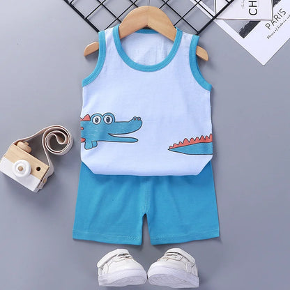 Children Sets Kids Clothes Boys Girls Vest Suit  Summer Children&